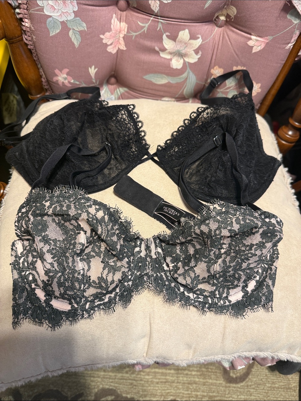 Victoria's Secret Black Lace Balconette Bra